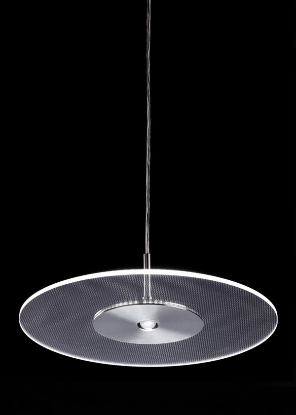 Round pendant lamp in brass and steel color and plexiglass Air 1 03409