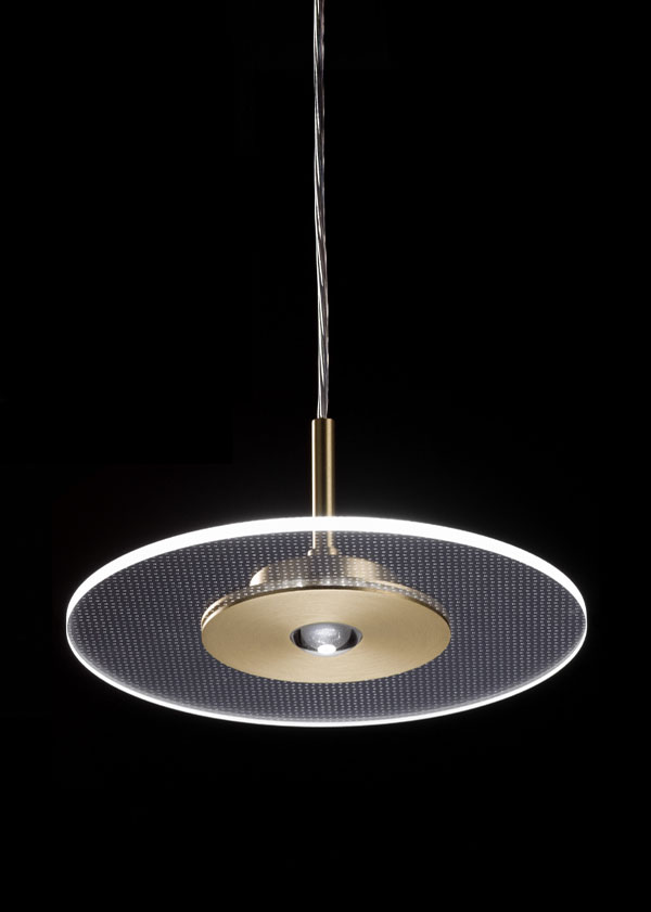 Round pendant lamp in brass and steel color and plexiglass Air 1 03431