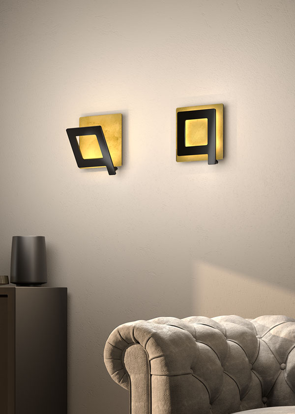 Wall lamp in aluminum and gold leaf and white glass LikeQ 1 04602