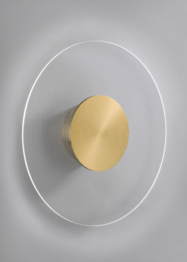 Round plexiglass wall lamp in steel and brass color Air 1 03404