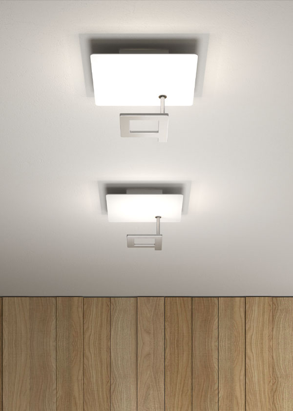 Lampada a soffitto in alluminio 43x43 cm vetro bianco e foglia oro LikeQ 1 04604
