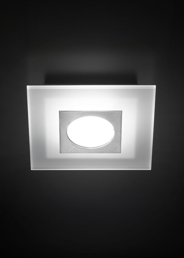 Lampada da soffitto quadrata 20x20 cm vetro trasparente o satinato Klaro 1 04001