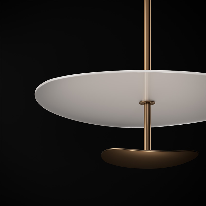 Suspension chandelier with integrated LEDs dimmable satin glass diffuser indirect light 2 05501
